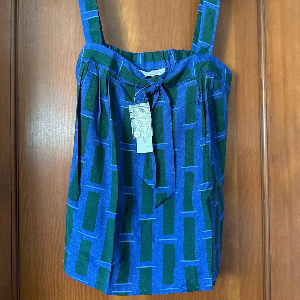 NWT Corey Lynn Calter Anthropologie blue/green tank with adjustable strap in XS